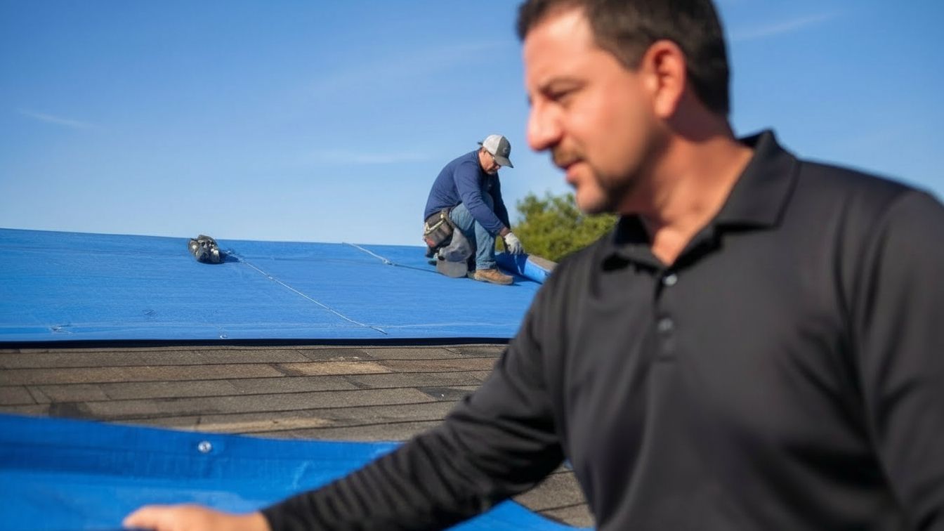 Professional contractor team working on roof installation in Lakeland