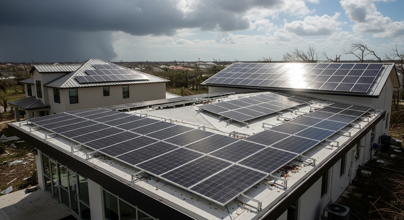 Solar panel installation showing electrical connections and mounting